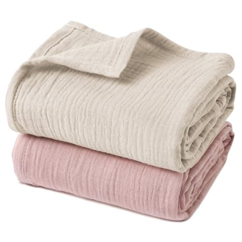 GLLQUEN BABY Muslin Swaddle Blankets for Girls, 2-Pack Organic Baby Blankets for Girl Boy, Newborn Receiving Blanket, Baby Swaddle Blanket Unisex, Baby Essentials, Registry & Gift, 40 x 38 inches - Image 1