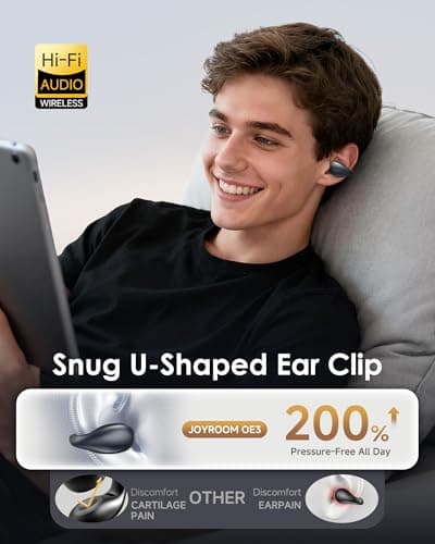 King Lucky Clip-On Earbuds,Comfort Air Cushion Open Ear Earbuds Wireless Bluetooth 5.4 Multipoint, Open Ear Headphones with Mic,Anti-Mistouch,45H Playtime,IP56 Waterproof for Sports,Small Ears&Sleep - Thumbnail 2