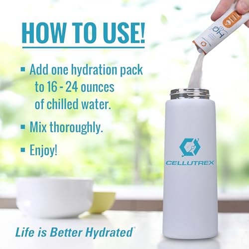 Cellutrex® H2O Electrolytes – Electrolyte Powder Drink Mix, Zero Sugar, Natural Himalayan Salt Hydration Packets for Recovery and Wellness, FSA-HSA, Variety Pack, 20 Sticks - Thumbnail 6