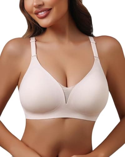 LIIJOO Women’s Push Up Bra Wireless Seamless Bra Plus Size Full Coverage Comfort Bra Back Smoothing Supportive Everyday Underwear（Blush Pink，XL Size） - Image 1