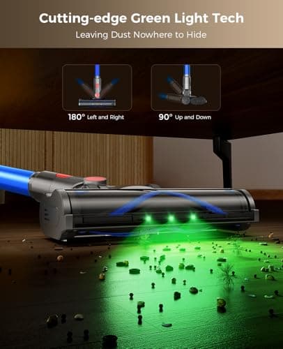 SVHT Cordless Vacuum Cleaner, 450W 40KPA Vacuum Cleaners for Home, 45Mins Lightweight Stick Vacuum with Advanced Green Light Tech, Rechargeable Battery Vacuum for Carpet,Pet Hair,Hardwood Floor - Thumbnail 4