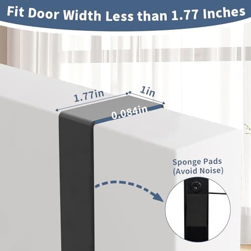 Thrivinest Over The Door Clothes Hanger, Metal Over The Door Rod for Clothes with 2 Hooks, Clothing Hanger Drying Racks for Laundry, Bedroom, Bathroom, Living Room,Office, Fits Door Up to 1.77" - Thumbnail 3