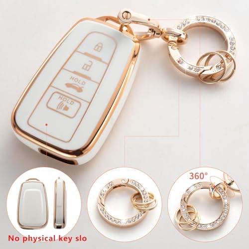 RUABIBAN Key Fob Cover Compatible with Toyota, Soft TPU Key Case Protection Shell Fit for 2018-2022 Camry RAV4 Highlander Avalon C-HR Prius Corolla GT86 Smart Key Holder - Thumbnail 2