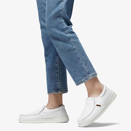 STQ Women's Slip on Sneakers with Arch Support Comfortable Canvas Loafers for All Day Standing White Floral Size 8.5 - Thumbnail 3