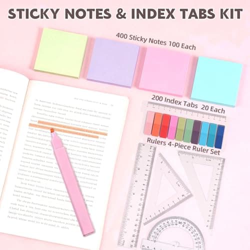 65Pcs Aesthetic School Supplies with Cute Pencil Case, 12 Pastel Highlighters, 10 Black Ink Gel Pens, Mechanical Pencils, Sticky Note Ruler Correction Tape for College Essentials Stationary Gift, Blue - Thumbnail 6