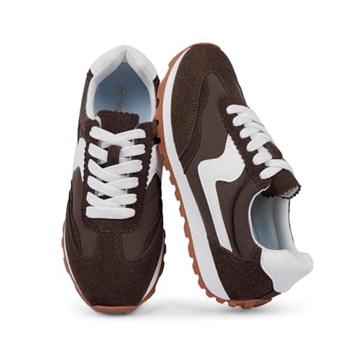VIUGJNEX Chocolate Brown Sneakers for Women Lace Up Tennis Shoes for Women Comfortable Slip On Fashion Sneakers Size 6 - Image 1