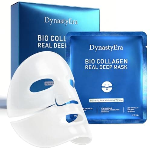 DynastyEra Bio Collagen Face Mask 5-Pack - 150,000ppm Collagen & Galactomyces & Hyaluronic Acid for Hydrating, Pore Minimizing & Firming | Overnight Sleeping Mask- Korean Skincare Inspired Treatment