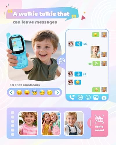 Eveedo Video Walkie Talkies for Kids,2 Pack Rechargeable Kids Walkie Talkies Can Send Message,Christmas Birthday Gifts for Kid Age 3-12,Portable Toddler Toy for 4 5 6 7 8 9 Year Old Girl Boy Pink/Blue - Thumbnail 4