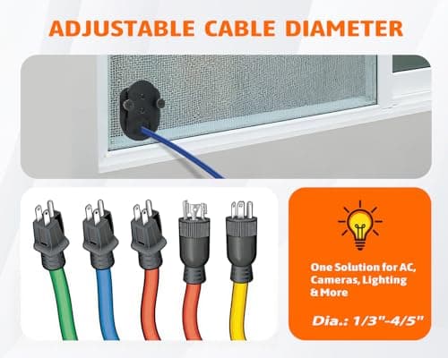 Window Screen Pass Through Attachment - Bring Inside Power Outside, for 1/3"-4/5" Cables or Hoses, Fits on Any Standard Window Screen, Insect and Dust Proof, for Rv, Pet Cameras, Various LED Lights - Thumbnail 4