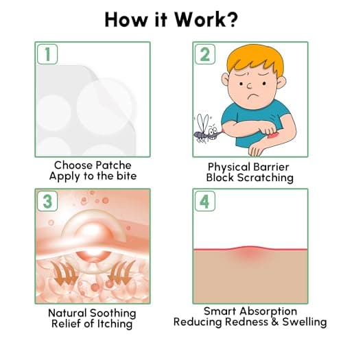 Uhaurouy Bug Bite Itch Relief Patches for Kids & Adults – Hydrocolloid Stickers Prevent Scratching and Absorb Fluids, Soothe Itching, Gentle & Skin-Friendly, Waterproof, 3 Sizes (48 Count) - Thumbnail 3