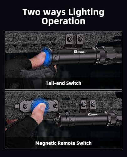 EZshoot 2500 Lumens Rifle Laser Light Combo Compatible with M-Rail, Rechargeable Ar Light Laser Combo with Magnetic Remote Switch, Rifle Flashlight with Strobe Mode for Home Defense, Hunting - Thumbnail 6