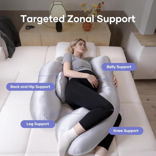Pregnancy Pillows for Side Sleeping - Adjustable Belly & Back Support Pillow,H Shaped Full Body Maternity Pillow with Cooling Removable Cover, for Pregnant Women and Adults(Grey) - Thumbnail 2