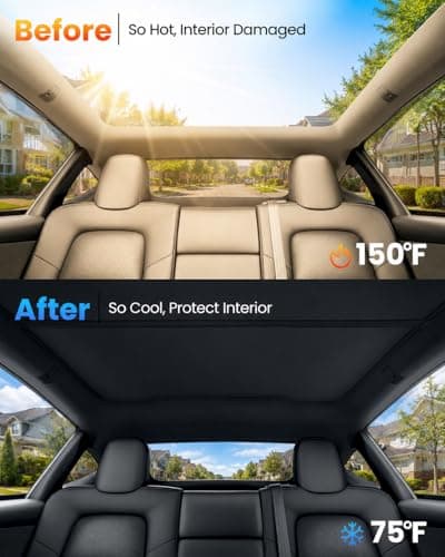 ONIONDUOLA Sunshade Roof for Tesla Model Y Juniper, UV-Resistant Sun Protection Cover, Easy Installation, Interior Preservation，Black - Thumbnail 5