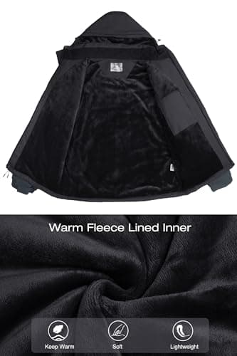 CAMELSPORTS Mens Winter Jacket Waterproof Warm Snow Ski Jackets Faux Fur Fleece Rain Coats with Removable Hood - Thumbnail 4