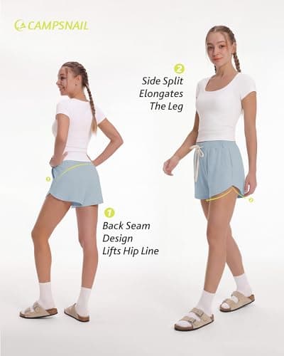 CAMPSNAIL Athletic Shorts for Women - Workout Casual High Waisted Black Sweat Shorts Comfy for Running Gym Lounge Summer - Thumbnail 3