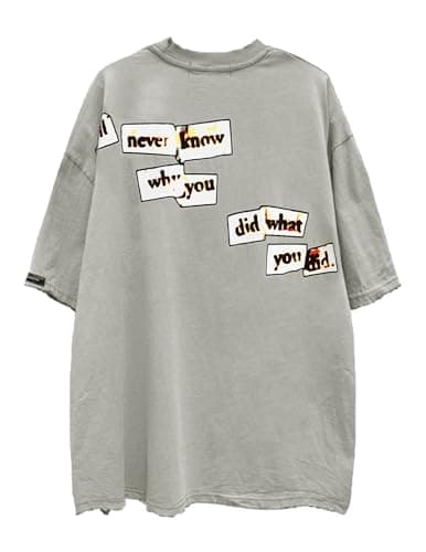 Aelfric Eden Mens Oversized T Shirts Tees Distorted Portrait Print Crew Neck Cotton Tops Streetwear Casual Shirt White - Thumbnail 3