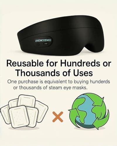 Heated Eye Masks for Dry Eyes, Cordless Silk Mask, 3 Heat Levels Electric Heating Pad for Eye Strain Relief & Fatigue,Ideal Eye Mask for Men Women,Sleep,Travel - Thumbnail 3