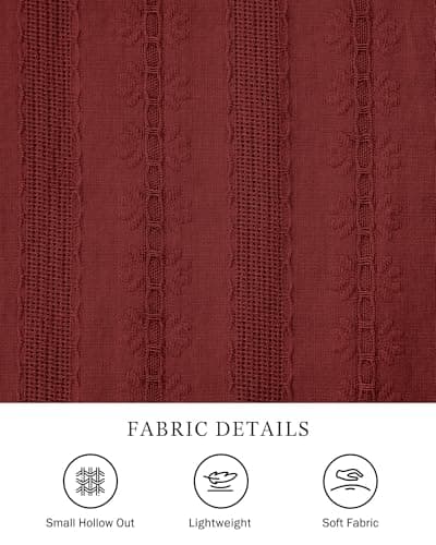 BTFBM Women Maxi Spring Dresses 2026 Long Sleeve Solid Color Square Neck Smocked Boho Long Wedding Guest Dress(Brown Red,XX-Large) - Thumbnail 5
