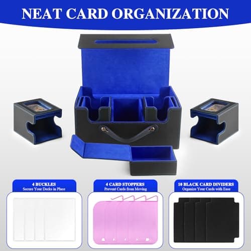 URMMIY Trading Card Storage Box for MTG – Multi-Purpose Commander Deck Box with Commander Display, Waterproof TCG Deck Case Compatible with Magic The Gathering, Sports Cards, Collectors & Gamers - Thumbnail 3