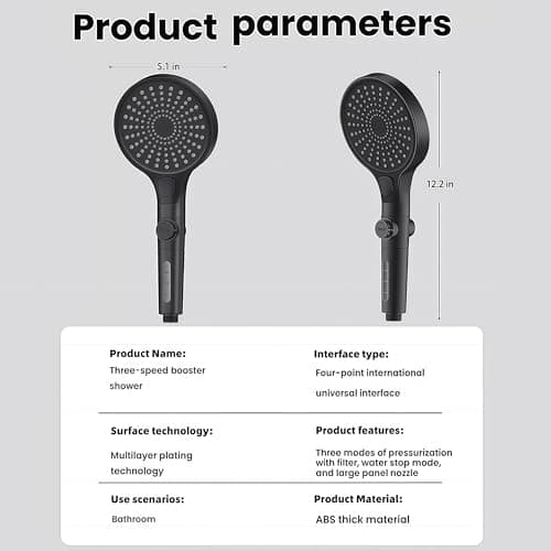 Dycoony Filtered shower head with Handheld,130mm Large Panel-One click water stop mode,with Stainless Steel hose,Brackets and Filter,Remove Chlorine,Reduce Dry and Itchy Skin - Thumbnail 6