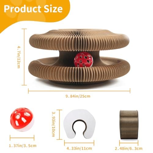 COSOWO Kitty Kurlz Magic Organ Cat Toy, Foldable & Reversible Infinity Style Cat Scratching Board Toy by Recycled Cardboard, Durable Interactive Cat Toys for Indoor Cats, 1 Pack - Thumbnail 2