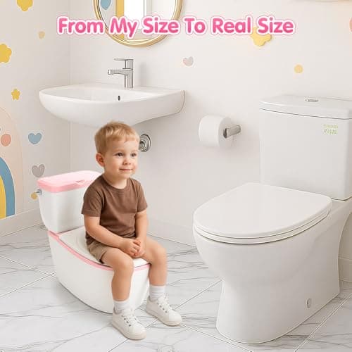 3-in-1 Toddler Potty Training Toilet - Realistic Toddler Toilet with Flushing Sound & Paper Holder | Removal Potty Training Seat | Kids Potty as Stool for Boys and Girls - Thumbnail 2
