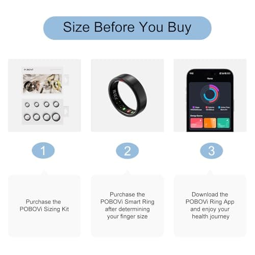POBOVi Ring OnePlus - Ultra-Thin Titanium Smart Ring - 7 Days Battery Life - Fitness/SPO₂/Stress/HR/Sleep Skin Temperature Tracker - No App Fee - iOS&Android Compatible (Black,Size 7) - Thumbnail 2