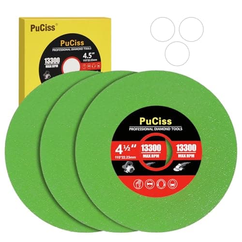 PuCiss 4-1/2 Inch Glass Cutting Disc for Angle Grinders, Diamond Saw Blades Wheel Multi-Material for Grinding Ceramic, Crystal, Tile, Wine Bottle, 7/8" Arbor - 3 Pack - Image 1