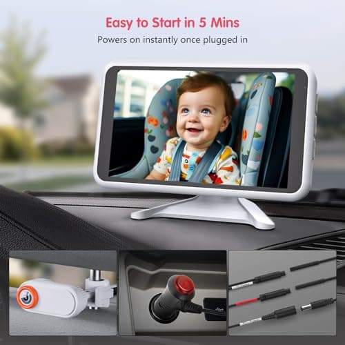 LUCKVIEW Baby Car Camera with IR Night Vision, Unique Headrest Mount Car Camera for Baby 3X Zoom for Backseat Monitor White (Wired) Essential Baby Safety Item - Thumbnail 5