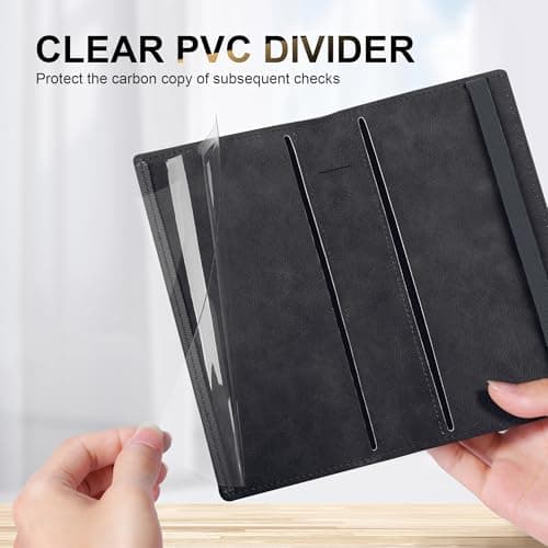 CASMONAL Checkbook Covers for Personal Checkbook Holder RFID Blocking Premium Leather Checkbook Cover for Duplicate Checks - Thumbnail 5