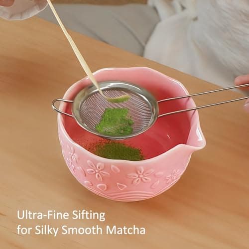 VENSEEN Matcha Whisk Set, 8 Pcs Matcha Kit with Ceramic Japanese Matcha Bowl & Accessories Kit for Traditional Tea Ceremony, Home Use & Gifts for Matcha Lovers (Pink) - Thumbnail 5