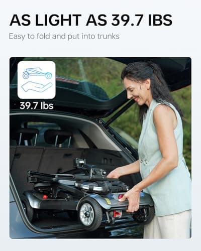 Mobility Scooter PAISEEC D3 Lightweight Mobility Scooter for Senior, 39.7 lbs Folding Mobility Scooters with 2 Batteries, All Terrain Travel Scooter up to 18.6 Miles Airline Approved Mobility Scooters - Thumbnail 2