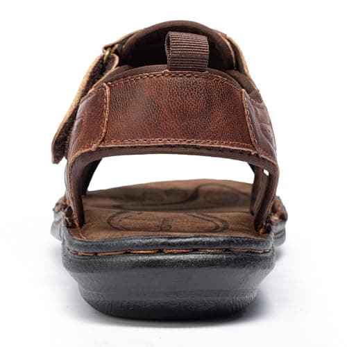 ArcBrothers Men's Premium Leather Sandals - Classic Roman Style Open Toe Sandals - Cushioned Heel, Non-Slip & Sturdy Support - Thumbnail 5