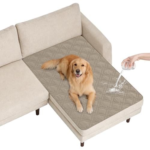 Vmeyiek 100% Waterproof Dog Bed Cover Pet Blanket(42"x50"),7-Layer Reversible Washable Sofa Couch for Furniture Car (Khaki+Khaki)