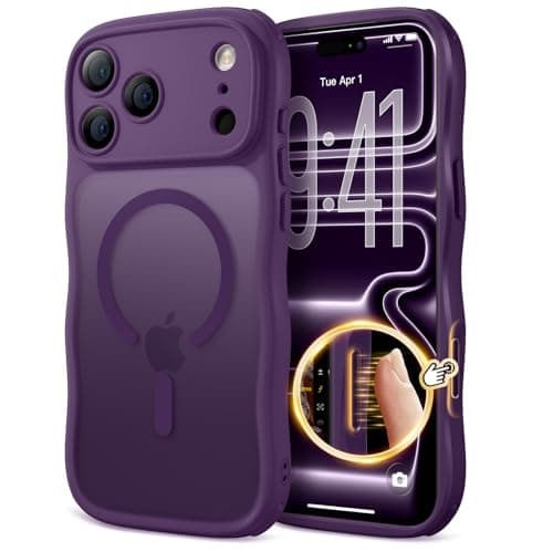 XWZ for iPhone 17 Pro Max Case for Women Girls,【Compatible with MagSafe】,【Camera Control】,【Full Camera Protection】, Cute Wave Magnetic Phone Case for iPhone 17 Pro Max,Dark Purple - Image 1