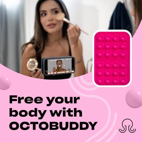 OCTOBUDDY Textures Wave - Silicone Suction Phone Case Adhesive Mount - Hands-Free Grip with 24 Suction Cups for Videos & Selfies - 2.6" x 3.9", Chocolate - Thumbnail 5