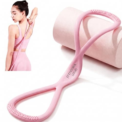 JYTIYUWA Resistance Bands with Handles,Figure 8 Resistance Band Elastic Fitness Bands Yoga Exercise Band for Home Gym Workout,Pilates,Strength Training Pink 25LB - Image 1