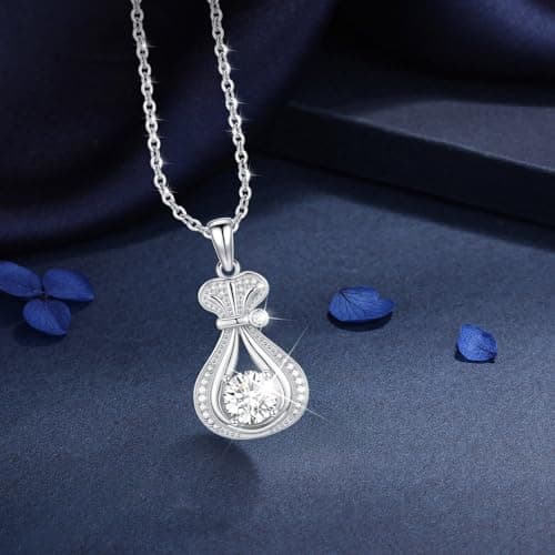 Sebina 2 Carat Moissanite Necklaces for Women 925 Sterling Silver Pendant Necklace,Anniversary Present or Valentine Christmas Mothers Day Birthday Jewelry Gifts for Mom Wife Her Girlfriend - Thumbnail 4