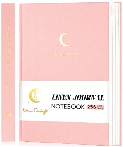 CAGIE Lined Journal Notebook for Women Girls, A5 Hardcover Linen Journals For Writing 256 Pages, Aesthetic Womens Diary, Gifts 8.3'' x 5.7'' Pink
