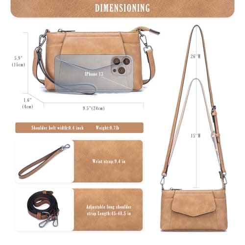 Switrock Small Crossbody Bags for Women, Cell Phone Bag Mini Over Wristlets Handbag Wallet Purse with Card Slots - Thumbnail 3