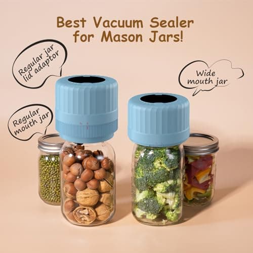 HTPOW Fully Automatic Mason Jar Vacuum Sealer Kit, Auto Stop Mason Jar Vacuum Sealer Kit, Jar Vacuum Sealer for Mason Jars, Jar Vacuum Sealer, A Must-Have for Canned Foods Pantry Canning Pickling - Thumbnail 2