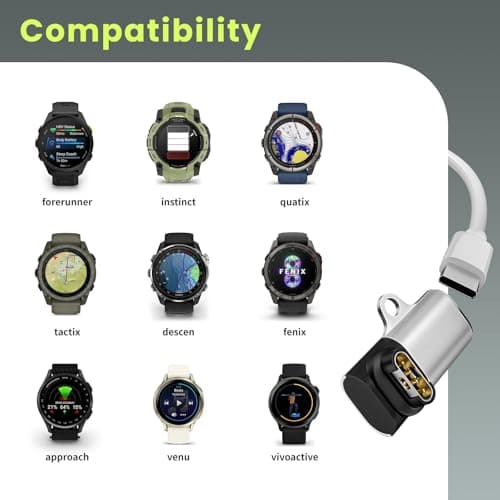 USB C Adapter Compatible with Garmin Watch 3Pack,Type C Cable Adapter Charging Cable Cord for Garmin Fenix 8 7 7S 6, Vivoactive 6 5 4S, Forerunner 55/165/970/570/945/265(Silver) - Thumbnail 6