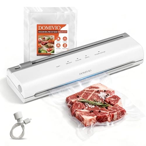 DOMIVIO 75Kpa Vacuum Sealer Machine for Food, 5-in-1 Food Saver with Built-In Cutter & 20 BPA-Free Bags – Dry & Moist Modes, Compact Easy-to-Use Vacuum Sealer for Meal Prep (VS2093) - Image 1