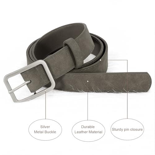 XZQTIVE Women Suede Belts for Women Fashion Leather Belts With Silver Buckle Ladies Waist Belt For Jean Pant Dress - Thumbnail 3