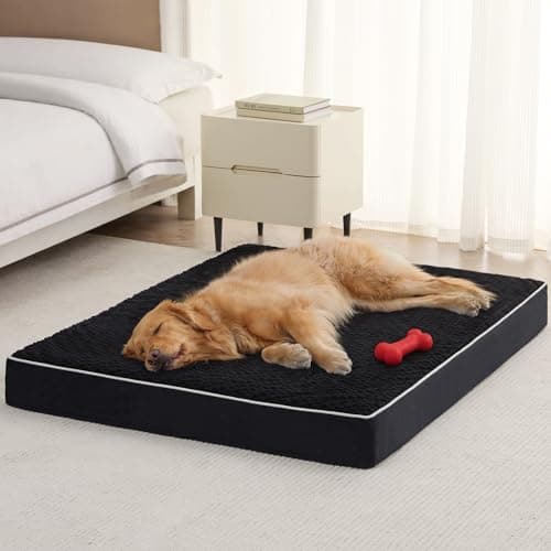 LEXTRO XXL Waterproof Orthopedic Dog Bed for Crate Mat, 44x32 Extra Large Dog Bed Washable with Removable Washable Cover, Comfortable Dogs Pad for Large Size Dogs, Black - Image 1