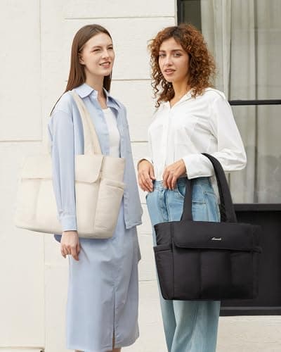 LOVEVOOK Laptop Bag for Women, 17.3Inch Puffer Multiple Pockets Work Tote Bags Large Computer Bag Purse for Teacher Nurse, Quilted Lightweight Casual Shoulder Bag for Travel, Daily - Thumbnail 2