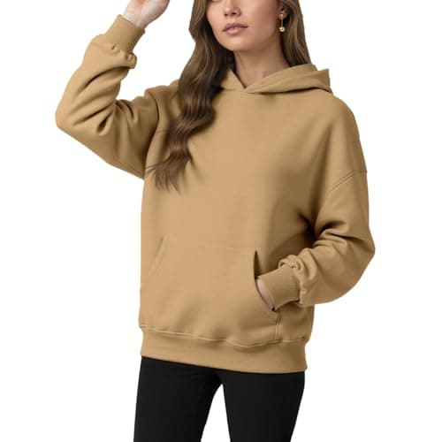 YARBCEN Womens Hooded Hoodies Sweatshirts - Long Sleeve Crewneck Sweaters With Pocket 2026 Fashion Spring Oversized Clothes Light Brown - Image 1
