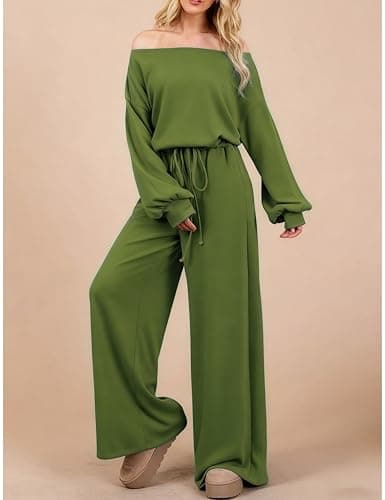 GAMISS St patricks Day Outfit Spring Jumpsuit for Women 2026 Long Sleeve Airport Travel Outfit Casual Dressy Rompers Green M - Thumbnail 6