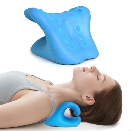 Karlstruyn Neck Stretcher Cervical Traction Device, Neck Hump Corrector for TMJ Pain and Shoulder Pain Relief, Neck and Shoulder Relaxer, Ergonomic Pain Pillow for Spine (Blue) - Image 1