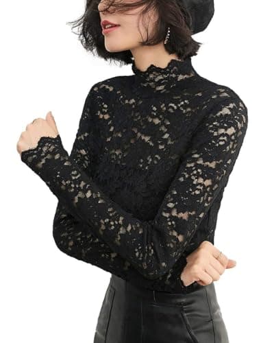 QiuDumo Womens Dressy Long Sleeve Date Night Tops Goth Brunch Outfits Black XXL - Thumbnail 2